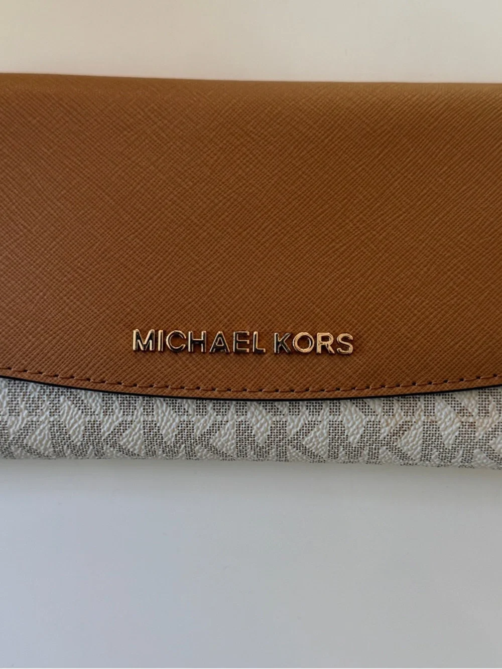 Michael Kors Brown Leather Trim Continental Wallet